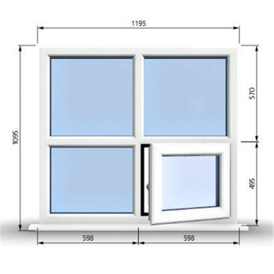 1195mm (W) x 1095mm (H) PVCu StormProof Casement Window - 1 Bottom ...