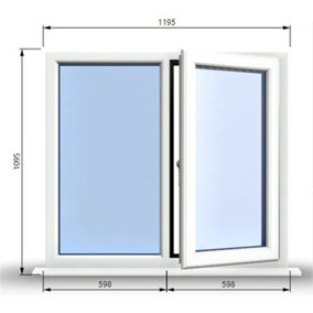 1195mm (W) x 1095mm (H) PVCu StormProof Casement Window - 1 RIGHT Opening Window -  Toughened Safety Glass - White