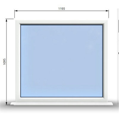 1195mm (W) x 1095mm (H) PVCu StormProof Window - 1 Non Opening Window - Toughened Safety Glass - White