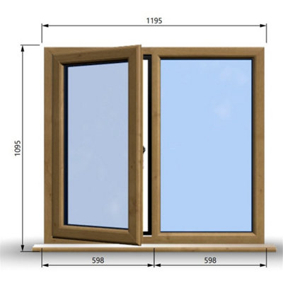 1195mm (W) x 1095mm (H) Wooden Stormproof Window - 1/2 Left Opening ...