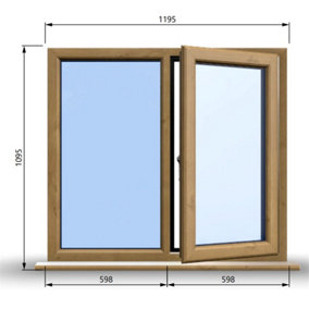 1195mm (W) x 1095mm (H) Wooden Stormproof Window - 1/2 Right Opening Window - Toughened Safety Glass