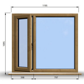 1195mm (W) x 1095mm (H) Wooden Stormproof Window - 1/3 Left Opening Window - Toughened Safety Glass