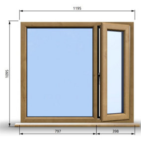 1195mm (W) x 1095mm (H) Wooden Stormproof Window - 1/3 Right Opening Window - Toughened Safety Glass