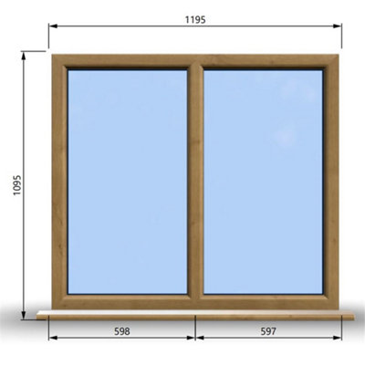 1195mm (W) x 1095mm (H) Wooden Stormproof Window - 2 Non-Opening ...