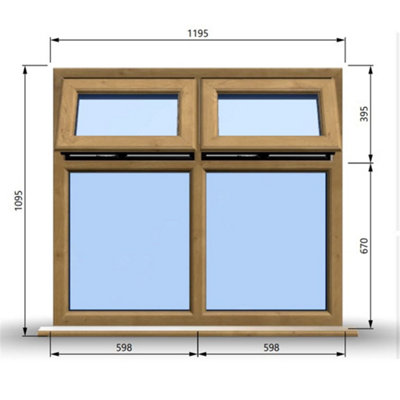 1195mm (W) x 1095mm (H) Wooden Stormproof Window - 2 Top Opening ...