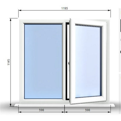 1195mm (W) x 1145mm (H) PVCu StormProof Casement Window - 1 RIGHT Opening Window -  Toughened Safety Glass - White