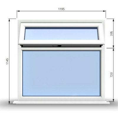 1195mm (W) x 1145mm (H) PVCu StormProof Casement Window - 1 Top Opening Window - 70mm Cill - Chrome Handles -  White