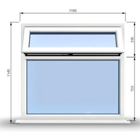 1195mm (W) x 1145mm (H) PVCu StormProof Casement Window - 1 Top Opening Window - 70mm Cill - Chrome Handles -  White