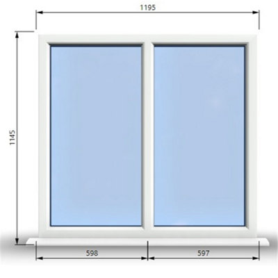 1195mm (W) x 1145mm (H) PVCu StormProof Casement Window - 2 Vertical ...