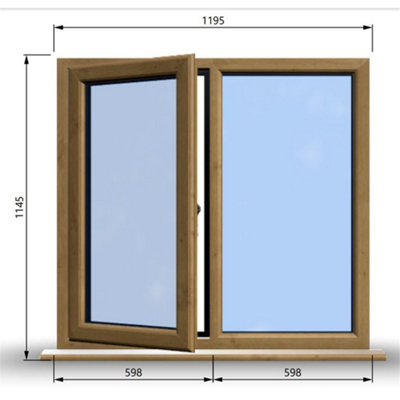 1195mm (W) x 1145mm (H) Wooden Stormproof Window - 1/2 Left Opening Window - Toughened Safety Glass