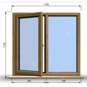 1195mm (W) x 1145mm (H) Wooden Stormproof Window - 1/2 Left Opening Window - Toughened Safety Glass