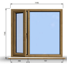 1195mm (W) x 1145mm (H) Wooden Stormproof Window - 1/3 Left Opening Window - Toughened Safety Glass