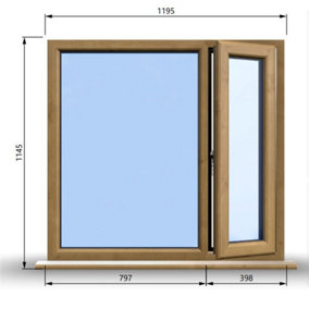 1195mm (W) x 1145mm (H) Wooden Stormproof Window - 1/3 Right Opening Window - Toughened Safety Glass