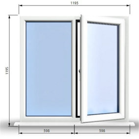 1195mm (W) x 1195mm (H) PVCu StormProof Casement Window - 1 RIGHT Opening Window -  Toughened Safety Glass - White