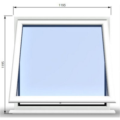 1195mm (W) x 1195mm (H) PVCu StormProof Window - 1 Opening Window- 70mm Cill - Chrome Handles - Toughened Safety Glass - White