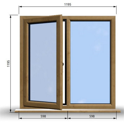 1195mm (W) x 1195mm (H) Wooden Stormproof Window - 1/2 Left Opening Window - Toughened Safety Glass