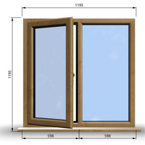 1195mm (W) x 1195mm (H) Wooden Stormproof Window - 1/2 Left Opening Window - Toughened Safety Glass