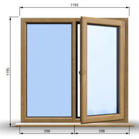 1195mm (W) x 1195mm (H) Wooden Stormproof Window - 1/2 Right Opening Window - Toughened Safety Glass