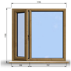 1195mm (W) x 1195mm (H) Wooden Stormproof Window - 1/3 Left Opening Window - Toughened Safety Glass