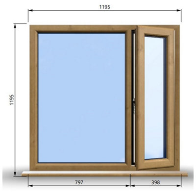 1195mm (W) x 1195mm (H) Wooden Stormproof Window - 1/3 Right Opening ...