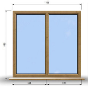 1195mm (W) x 1195mm (H) Wooden Stormproof Window - 2 Non-Opening Windows - Toughened Safety Glass