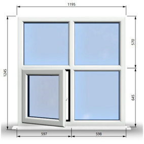 1195mm (W) x 1245mm (H) PVCu StormProof Casement Window - 1 Bottom Opening (Left) -  White Internal & External