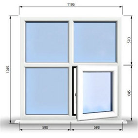 1195mm (W) x 1245mm (H) PVCu StormProof Casement Window - 1 Bottom Opening (Right)  - White Internal & External