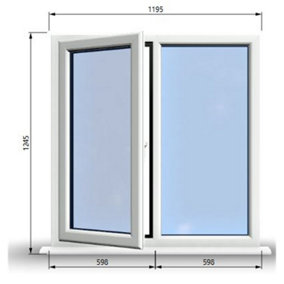 1195mm (W) x 1245mm (H) PVCu StormProof Casement Window - 1 LEFT Opening Window -  Toughened Safety Glass - White