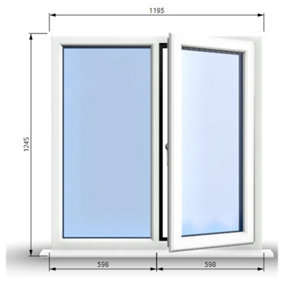 1195mm (W) x 1245mm (H) PVCu StormProof Casement Window - 1 RIGHT Opening Window -  Toughened Safety Glass - White