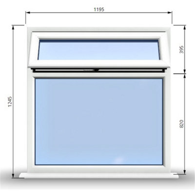 1195mm (W) x 1245mm (H) PVCu StormProof Casement Window - 1 Top Opening Window - 70mm Cill - Chrome Handles -  White