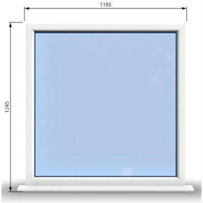1195mm (W) x 1245mm (H) PVCu StormProof Window - 1 Non Opening Window - Toughened Safety Glass - White