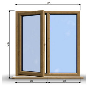 1195mm (W) x 1245mm (H) Wooden Stormproof Window - 1/2 Left Opening Window - Toughened Safety Glass