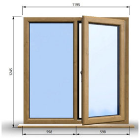 1195mm (W) x 1245mm (H) Wooden Stormproof Window - 1/2 Right Opening Window - Toughened Safety Glass