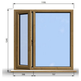 1195mm (W) x 1245mm (H) Wooden Stormproof Window - 1/3 Left Opening Window - Toughened Safety Glass