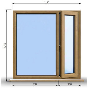 1195mm (W) x 1245mm (H) Wooden Stormproof Window - 1/3 Right Opening Window - Toughened Safety Glass