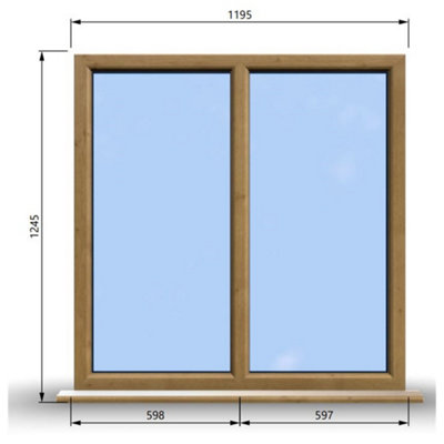 1195mm (W) x 1245mm (H) Wooden Stormproof Window - 2 Non-Opening Windows - Toughened Safety Glass
