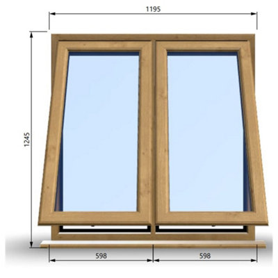 1195mm (W) x 1245mm (H) Wooden Stormproof Window - 2 Opening Windows (Opening from Bottom) - Toughened Safety Glass
