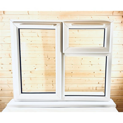 1195mm (W) x 895mm (H) PVC u StormProof  Window - 1 Opening Window (LEFT) - Top Opening Window (RIGHT) - White