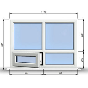 1195mm (W) x 895mm (H) PVCu StormProof Casement Window - 1 Bottom Opening (Left) -  White Internal & External