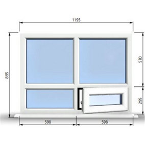 1195mm (W) x 895mm (H) PVCu StormProof Casement Window - 1 Bottom Opening (Right)  - White Internal & External