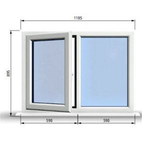 1195mm (W) x 895mm (H) PVCu StormProof Casement Window - 1 LEFT Opening Window -  Toughened Safety Glass - White