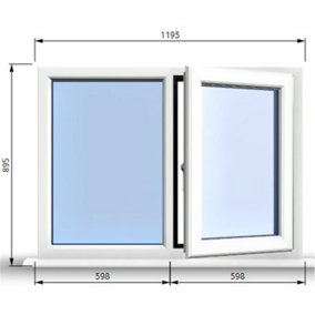 1195mm (W) x 895mm (H) PVCu StormProof Casement Window - 1 RIGHT Opening Window -  Toughened Safety Glass - White