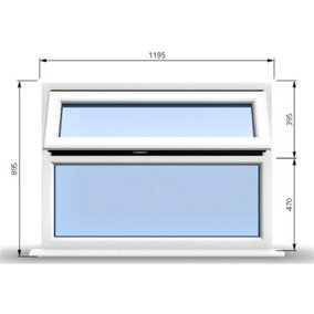 1195mm (W) x 895mm (H) PVCu StormProof Casement Window - 1 Top Opening Window - 70mm Cill - Chrome Handles -  White
