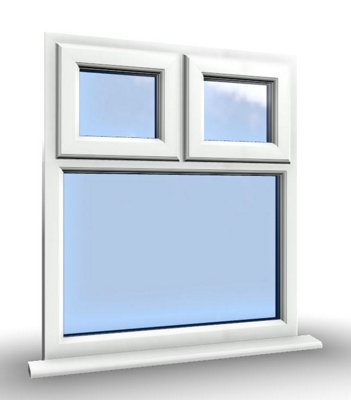 1195mm (W) x 895mm (H) PVCu StormProof Casement Window - 2 Top Opening Windows -  Toughened Safety Glass - White - 5