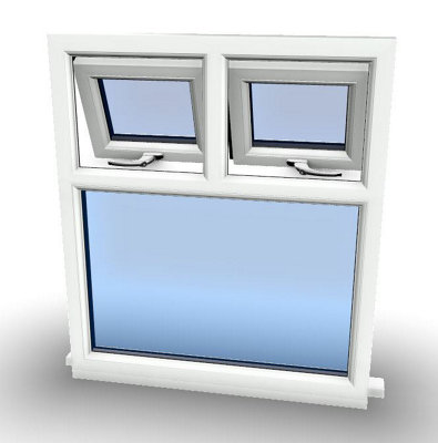 1195mm (W) x 895mm (H) PVCu StormProof Casement Window - 2 Top Opening Windows -  Toughened Safety Glass - White - 8