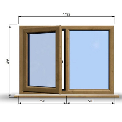 1195mm (W) x 895mm (H) Wooden Stormproof Window - 1/2 Left Opening Window - Toughened Safety Glass