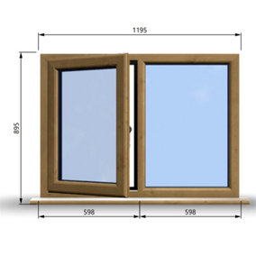 1195mm (W) x 895mm (H) Wooden Stormproof Window - 1/2 Left Opening Window - Toughened Safety Glass