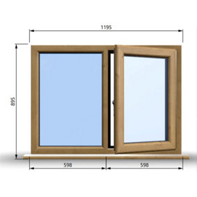 1195mm (W) x 895mm (H) Wooden Stormproof Window - 1/2 Right Opening Window - Toughened Safety Glass