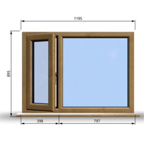 1195mm (W) x 895mm (H) Wooden Stormproof Window - 1/3 Left Opening Window - Toughened Safety Glass