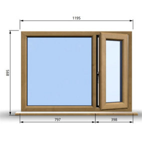1195mm (W) x 895mm (H) Wooden Stormproof Window - 1/3 Right Opening Window - Toughened Safety Glass